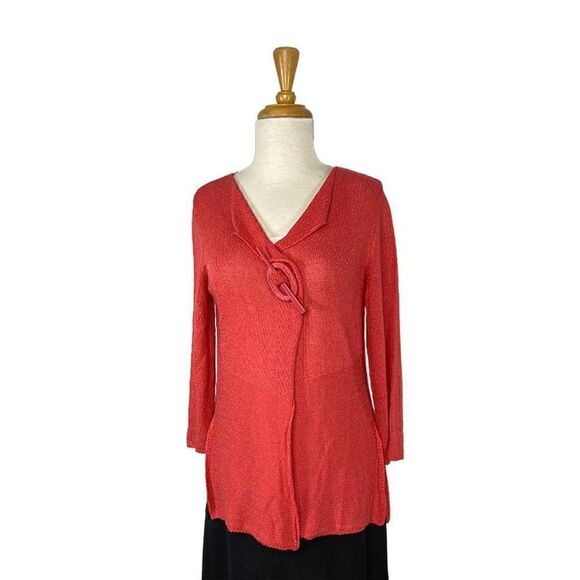 Angel Apparel S Coral Pink Cardigan Sweater Art To Wear Lagenlook Bohemian Boho - Picture 13 of 13